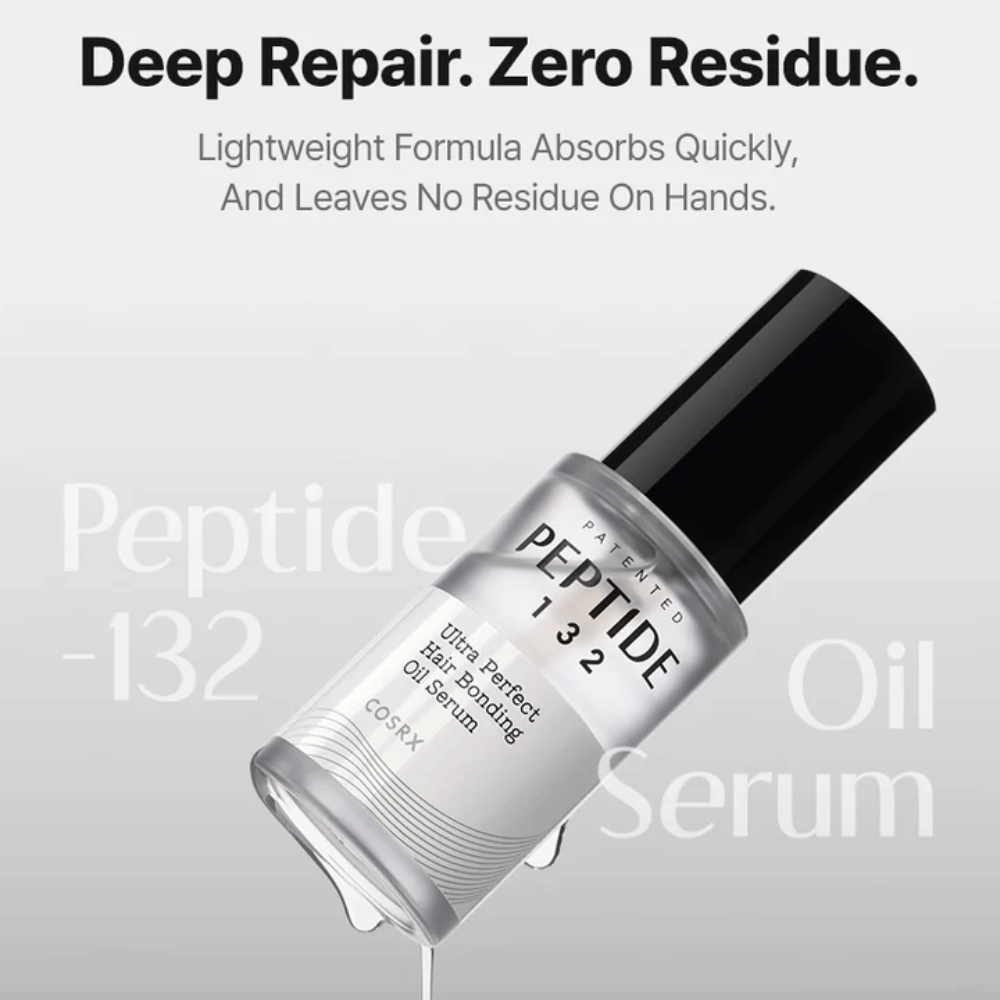 COSRX Peptide 132 Oil Serum – let formel, der absorberes hurtigt og reparerer håret uden at efterlade rester.