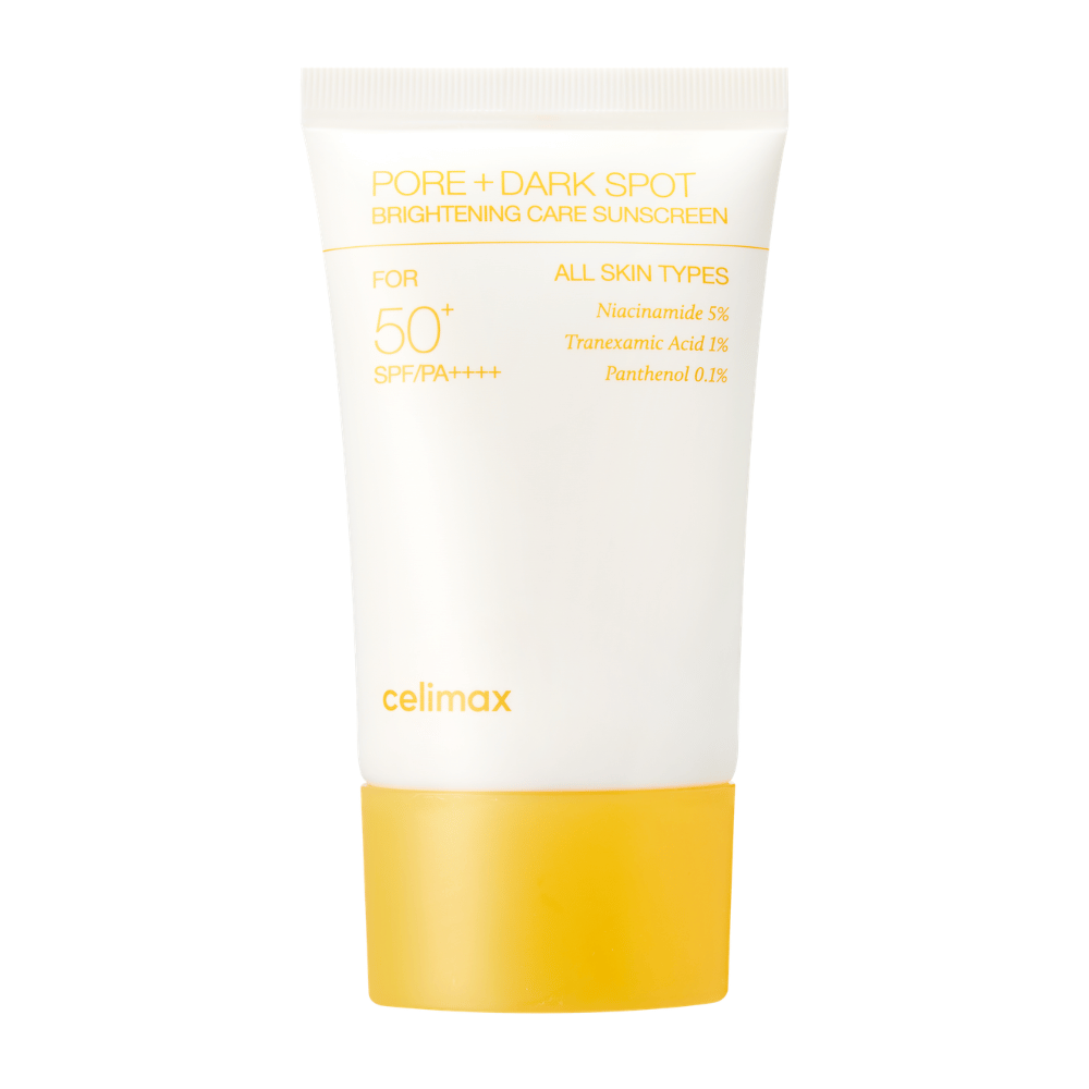 Celimax Pore+Dark Spot Brightening Care Sunscreen SPF50+ PA++++ – let koreansk solcreme med niacinamid og tranexaminsyre for klarere og mere jævn hud