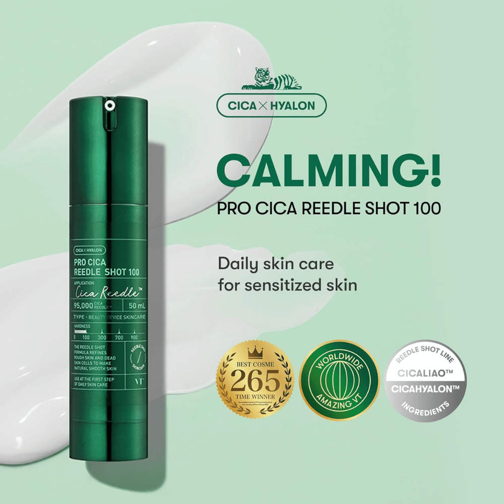 VT Cosmetics Pro Cica Reedle Shot 100 – beroligende dagligt serum til sensitiv hud med CICA Hyalon-teknologi og fugtgivende effekt