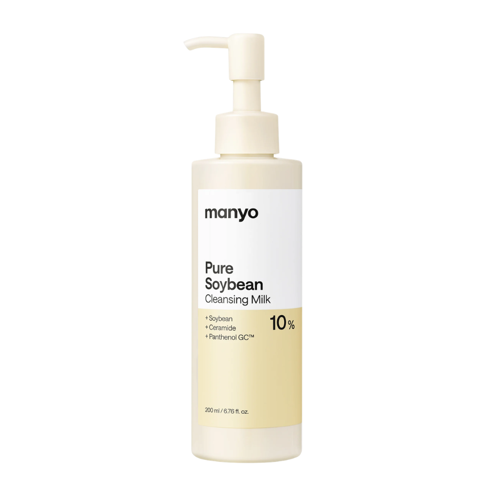 3. Ma:nyo Pure Soybean Cleansing Milk 200 ml – rensemælk med soja, ceramider og panthenol i hvid pumpeflaske