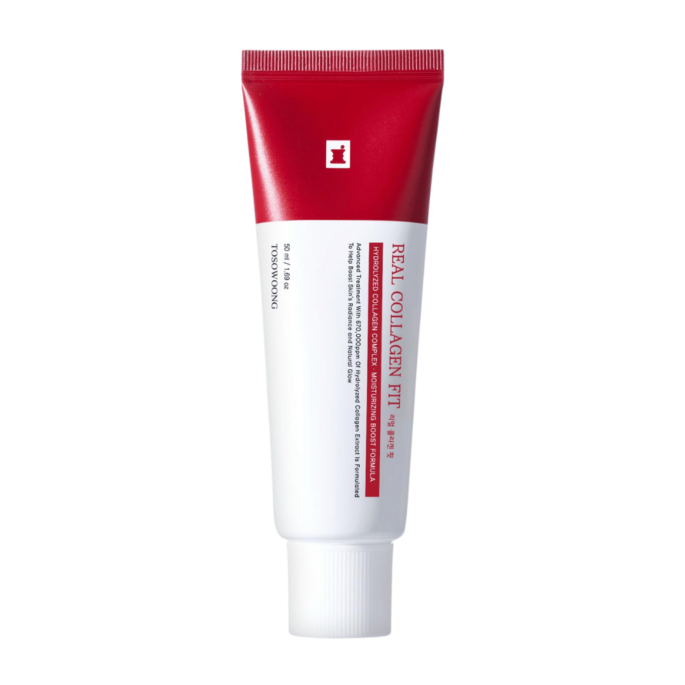Tosowoong Real Collagen Fit er en effektiv fugtighedscreme med hydrolyseret kollagen, der styrker hudens elasticitet og fugter i dybden. Perfekt til at give huden en naturlig glød og beskytte dens barriere. Passer til alle hudtyper til daglig brug.