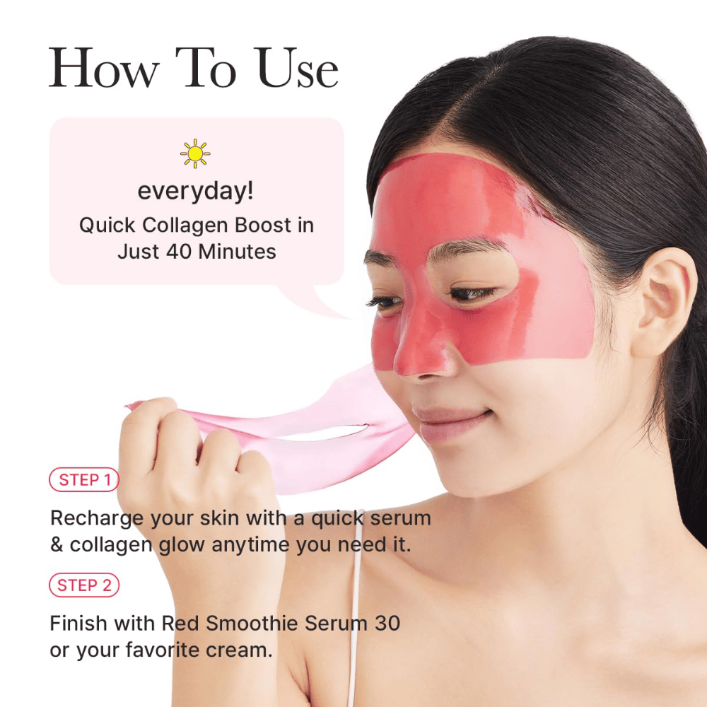 Sådan bruger du Arencia Red Collagen Jello Mask om dagen – hurtig kollagenboost på 40 minutter for fastere hud, forbedret glød og smidigere hudstruktur.