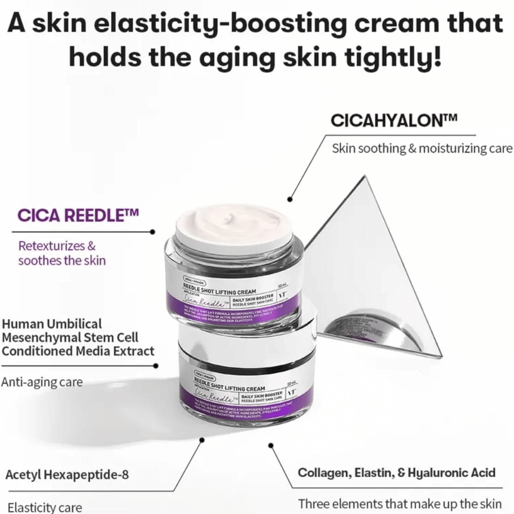 VT Cosmetics Reedle Shot Lifting Cream ansigtscreme med Cica Reedle, som forbedrer hudens elasticitet, fugter og giver fastere hud.