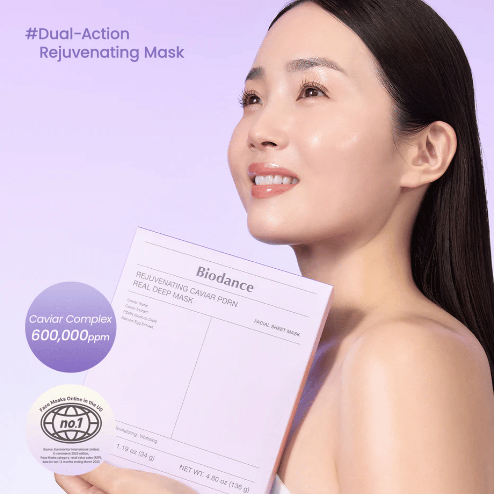 Produktbillede af Biodance Rejuvenating Caviar PDRN Real Deep Mask – lilla Sheet mask-pakke med kaviar, PDRN og fugtgivende formel
