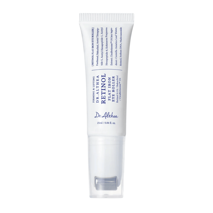 Dr. Althea Retinol Flat Iron Eye Roller – Øjenserum med retinol og rulle-applikator som reducerer rynker, mørke rande og træt hud.