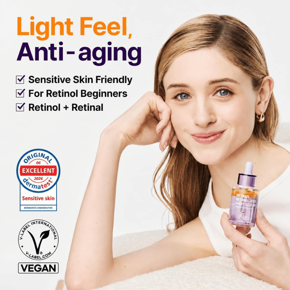 PURITO SEOUL Retinol Retinal 2000 NAD+ Serum – vegansk retinoidserum til anti-age, sensitiv hud og begyndere inden for retinol.