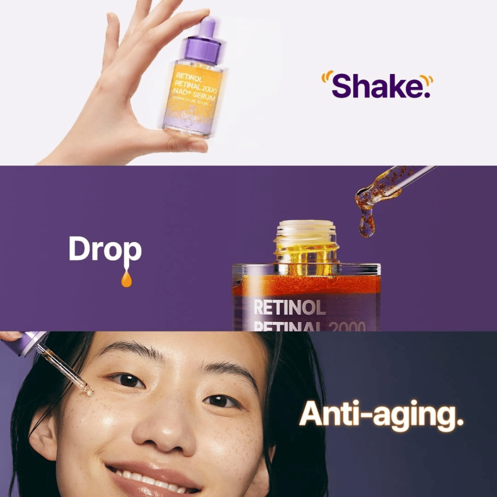 PURITO SEOUL Retinol Retinal 2000 NAD+ Serum – anti-age serum med retinol og retinal, der påføres med pipette for fastere og mere ensartet hud.