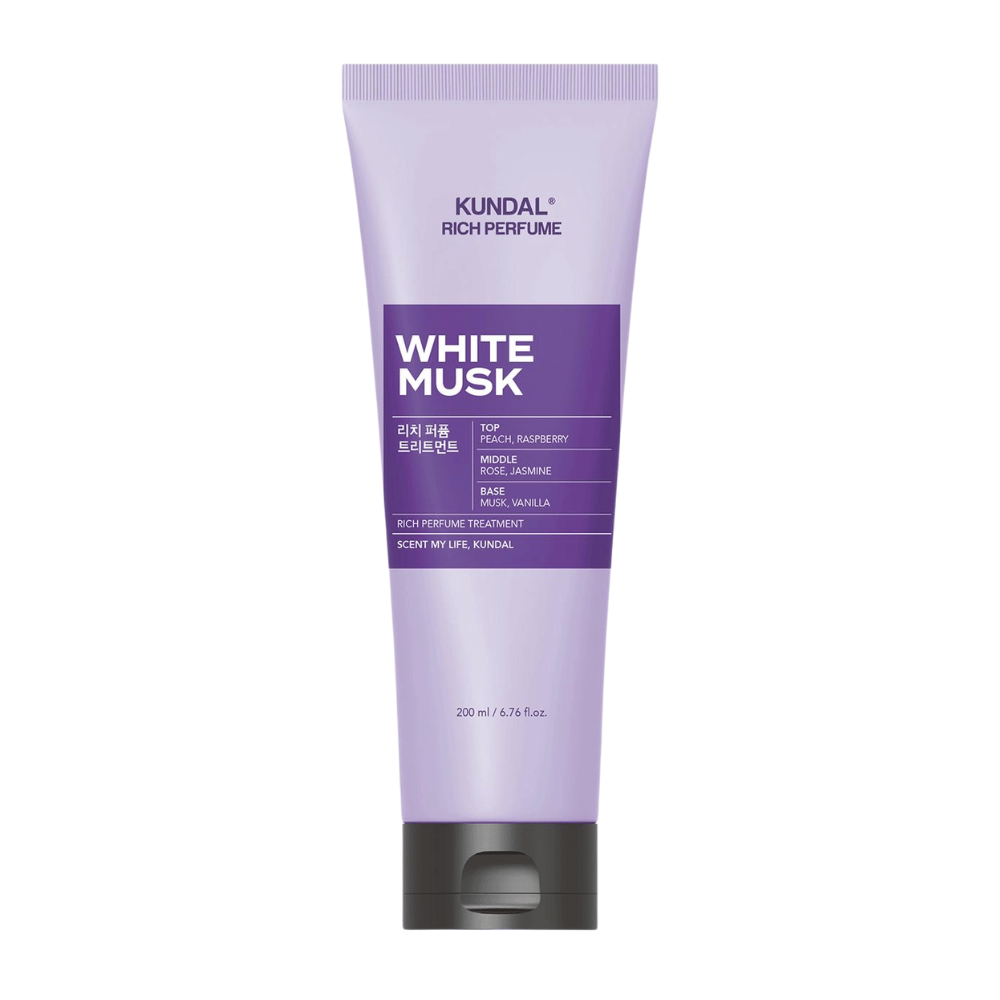 2. KUNDAL Rich Perfume Body Lotion White Musk 200 ml – fugtgivende bodylotion med duft af fersken, hindbær, rose, jasmin, moskus og vanilje