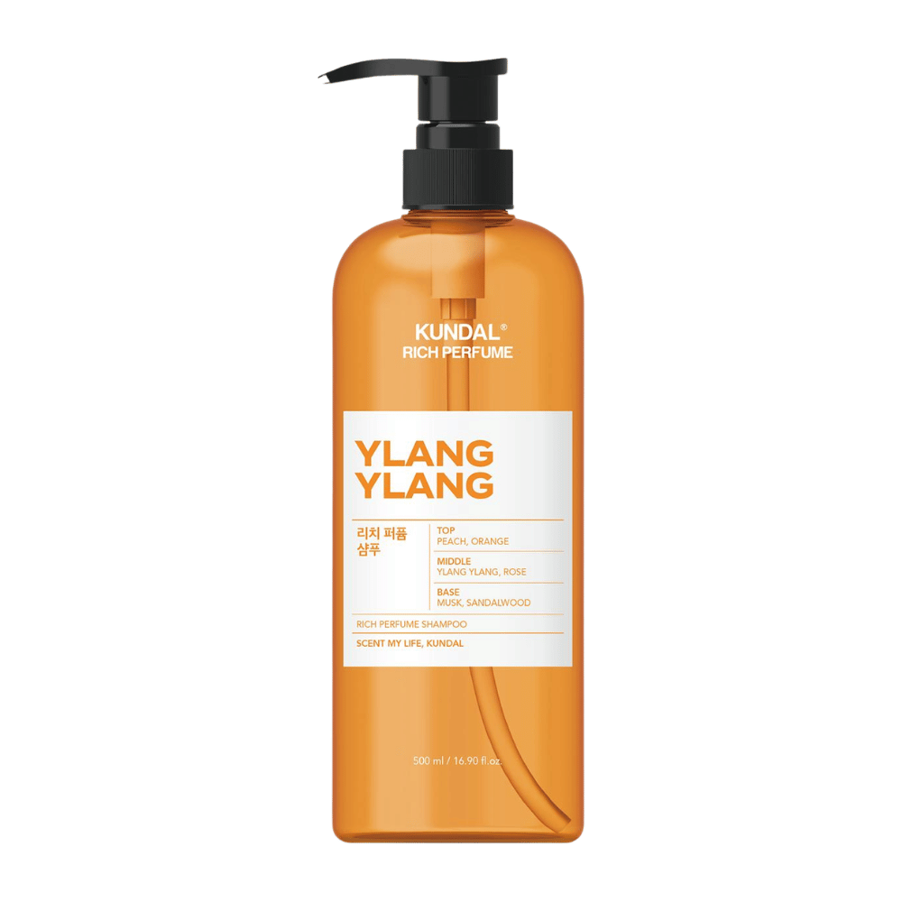 1. KUNDAL Rich Perfume Shampoo Ylang Ylang 500 ml – parfumeret shampoo med duft af fersken, appelsin, ylang-ylang og rose