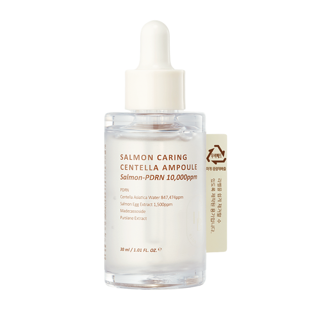 Heveblue Salmon Caring Centella Ampoule Salmon-PDRN 10,000ppm – koreansk serum til at berolige rødme, styrke hudbarrieren og give fugtet hud