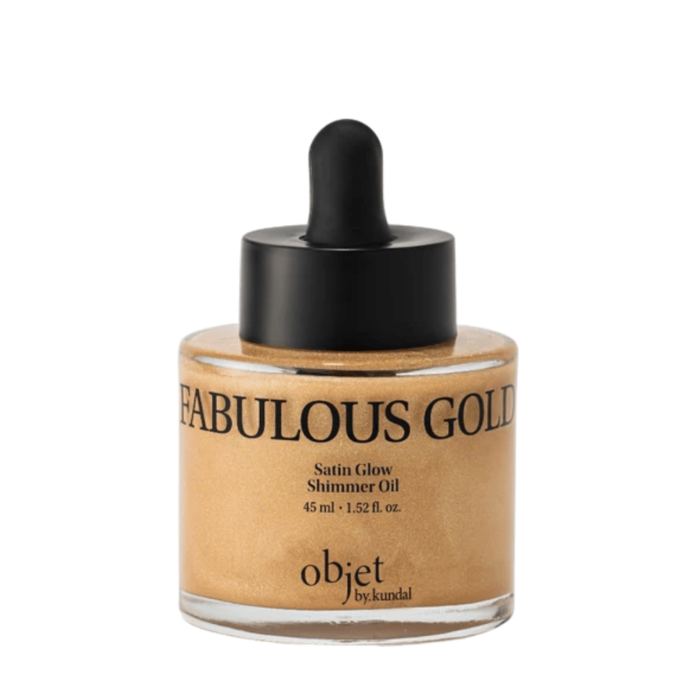 Objet by KUNDAL Satin Glow Shimmer Oil Fabulous Gold 45 ml – gylden kropsolie med skinnende satinfinish for strålende glød.