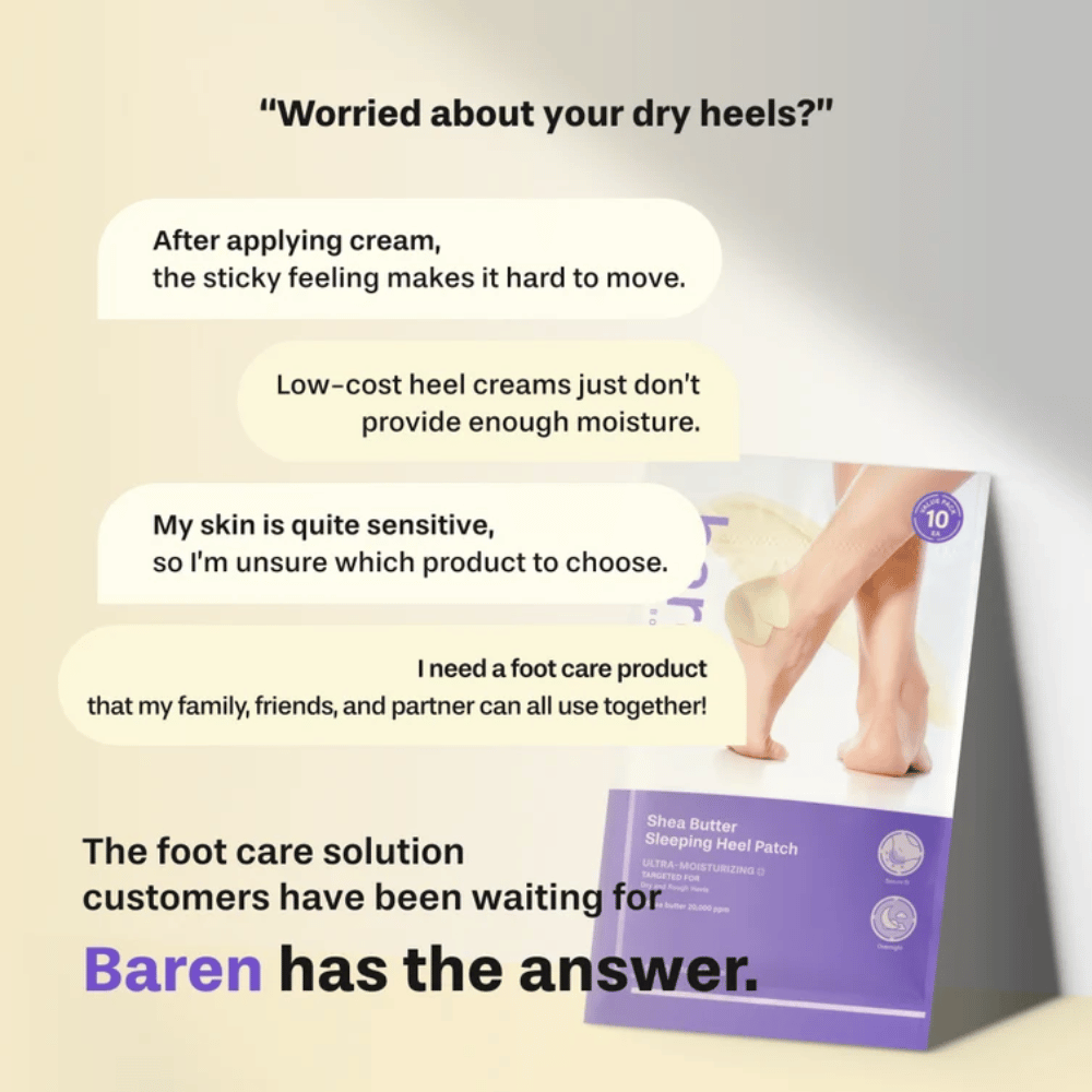 BAREN Shea Butter Sleeping Heel Patch – intensiv fodpleje til tørre og ru hæle