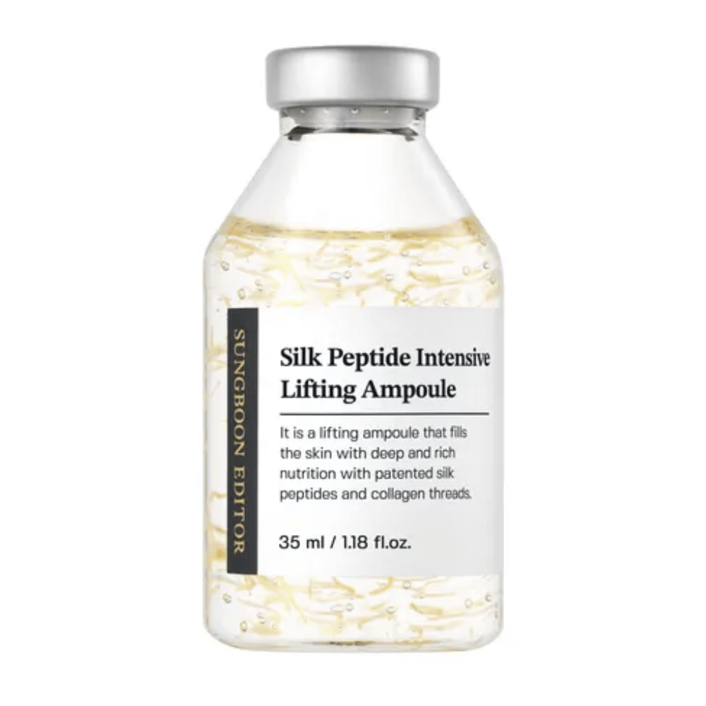 SUNGBOON EDITOR Silk Peptide Intensive Lifting Ampoule 35 ml ansigtsserum med kollagen og peptider til anti-age, fastere hud og forbedret hudstruktur.