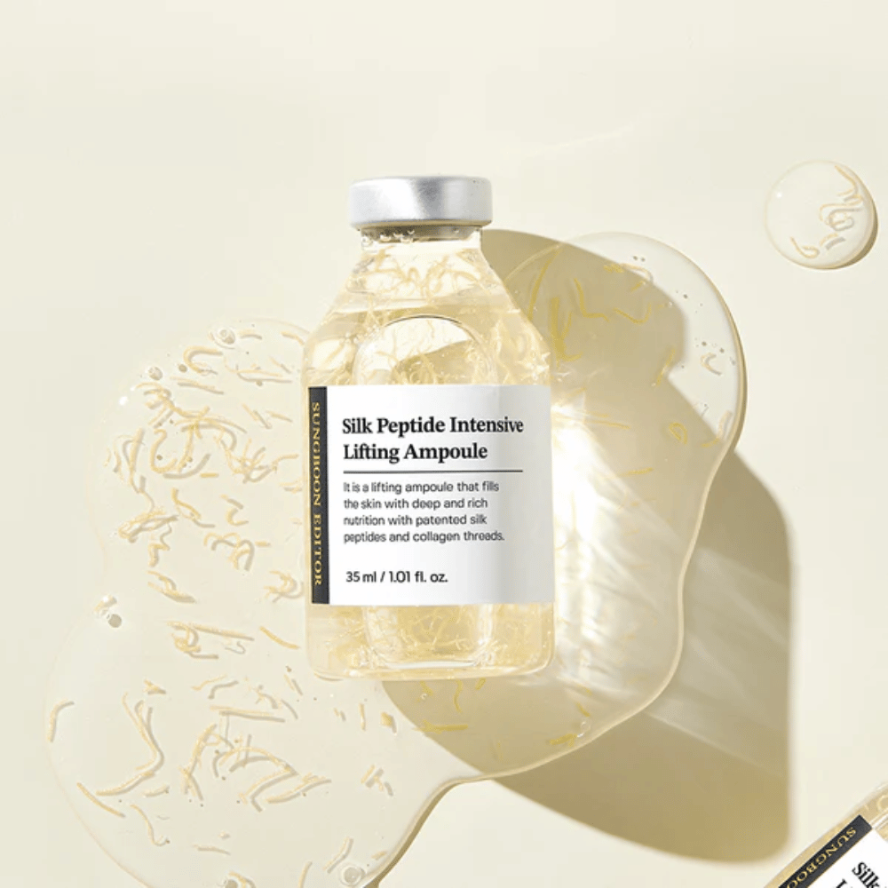 SUNGBOON EDITOR Silk Peptide Intensive Lifting Ampoule med silkepeptider i serum, som giver dyb fugt, glow og opstrammende effekt.