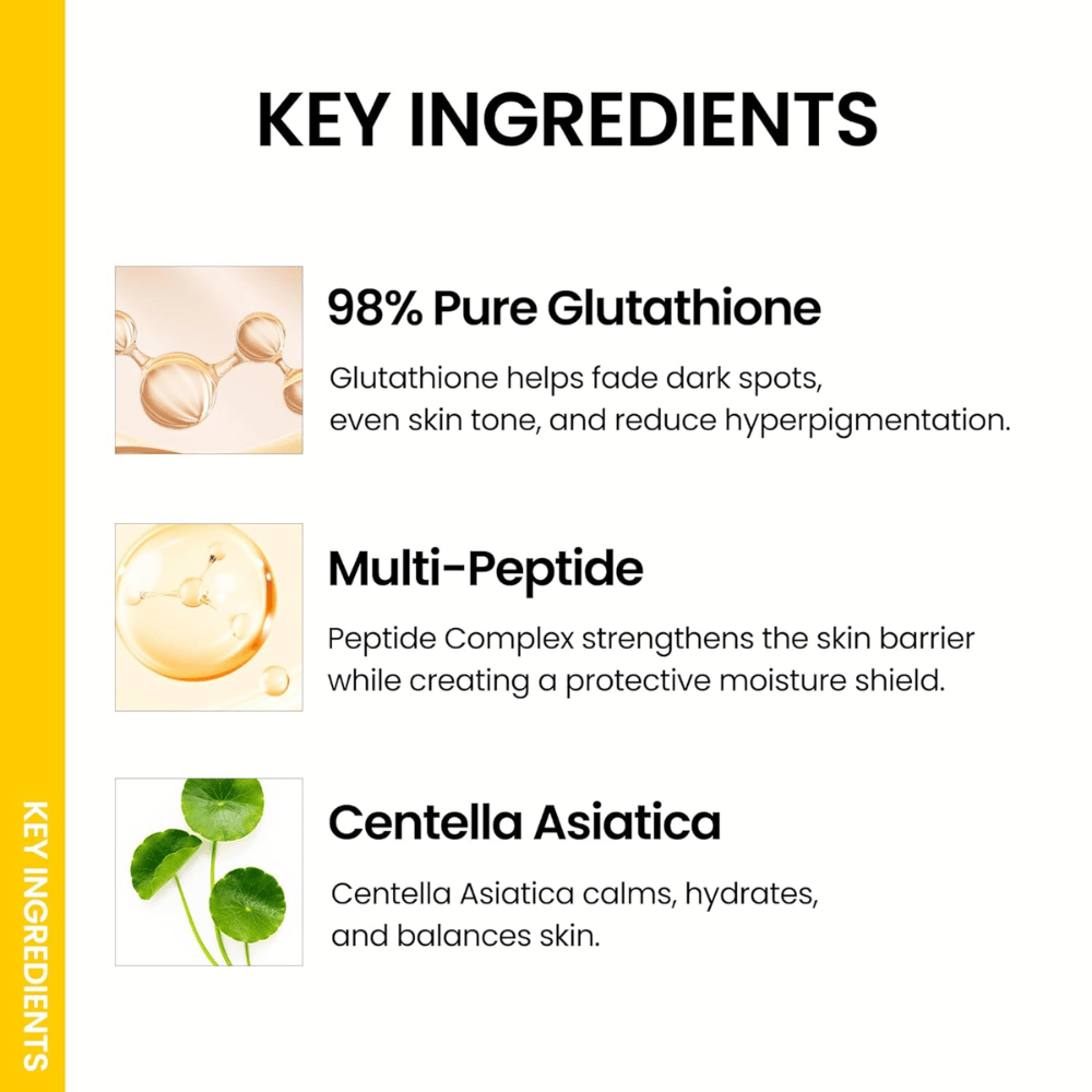 Ongredients Skin Barrier Glow Mist med glutathione, multi-peptide og Centella Asiatica, som udjævner hudtonen, beroliger huden og giver glød.