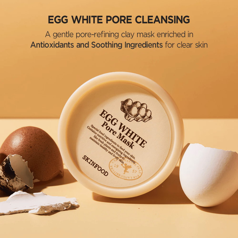 SKINFOODs Egg White Pore Mask 120g er ideel til hudforbedring.