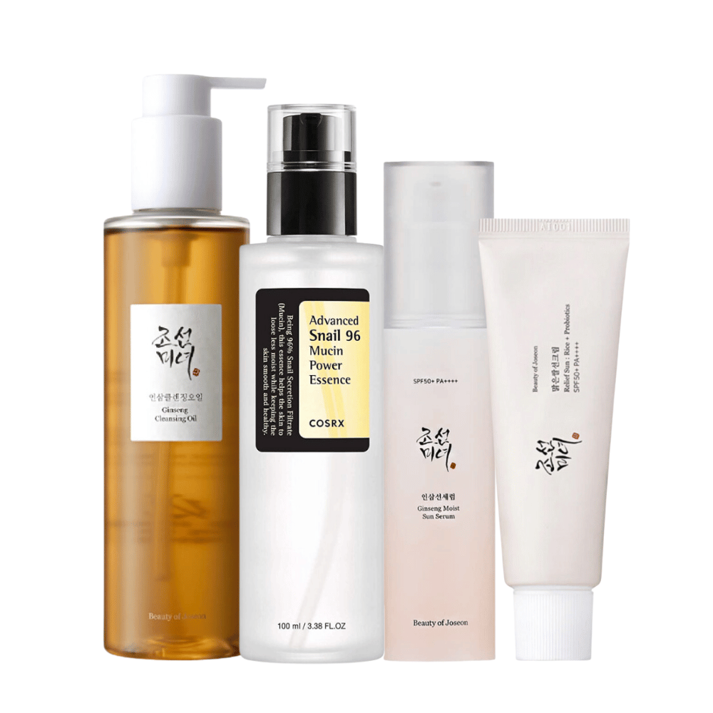 K-Beauty Summer Essentials Kit indeholder snegleslim power essens og ginseng renseolie.