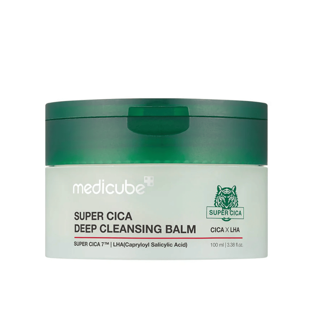 Medicube Super Cica Deep Cleansing Balm er en rensebalm, der dybderenser porerne og fjerner makeup og urenheder. Den er beriget med Super Cica og LHA for at berolige og balancere huden, samtidig med at den efterlader huden frisk og fugtet.