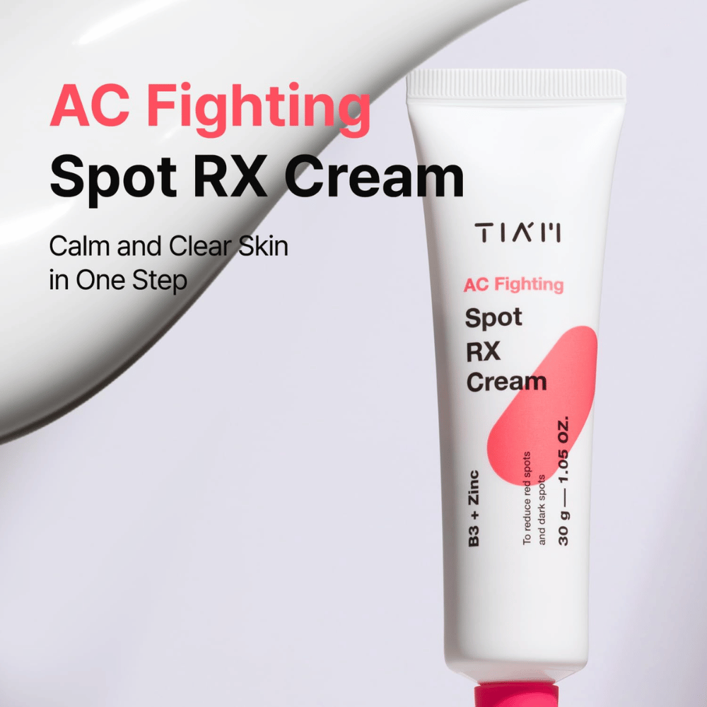 TIA'M AC Fighting Spot RX Cream – beroligende creme der giver klarere hud i ét trin med plejende ingredienser som B3 og zink.