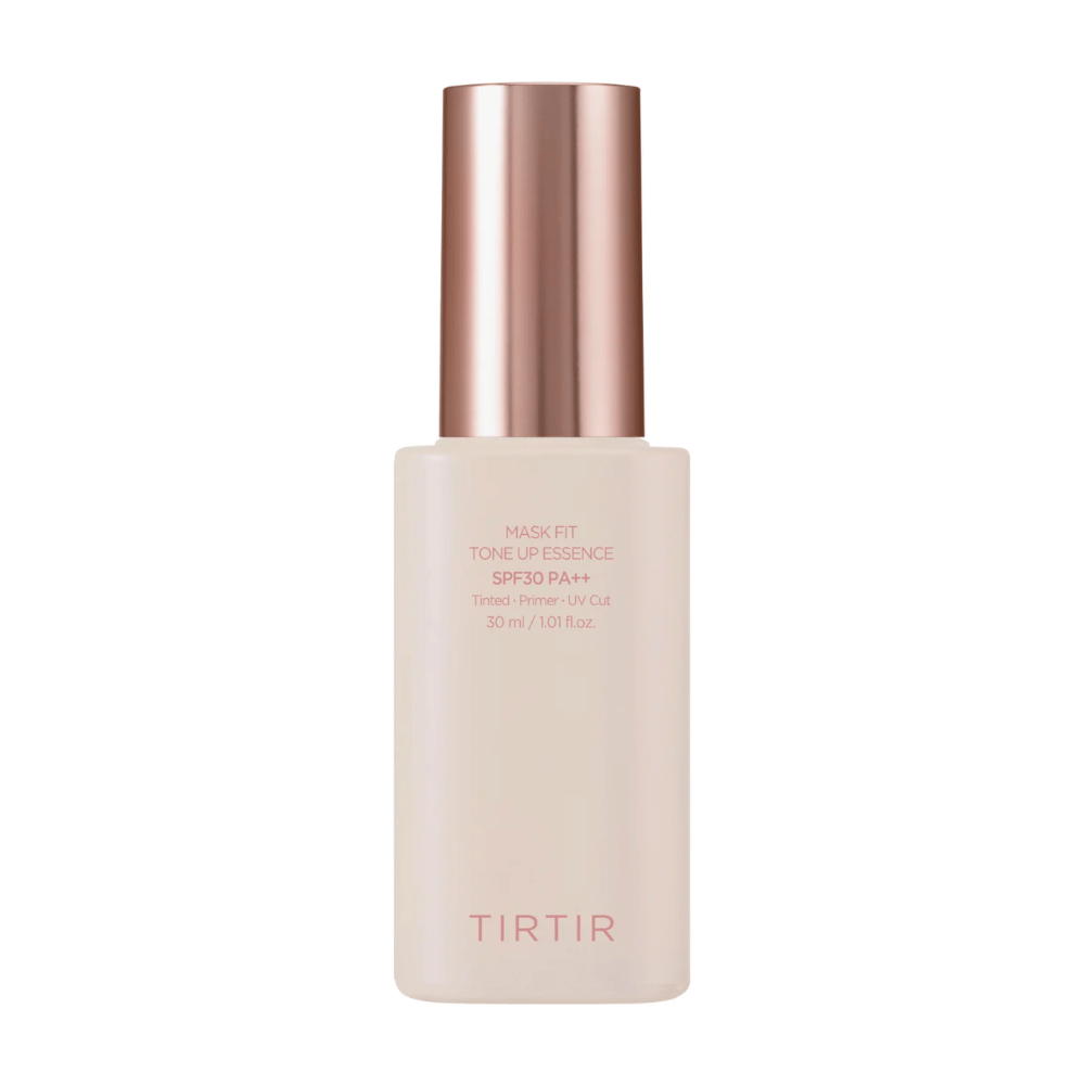 Produktbillede af "TIRTIR MASK FIT TONE UP ESSENCE" med SPF30 PA++, en tonet primer som beskytter mod UV-stråling. Indhold: 30 ml.