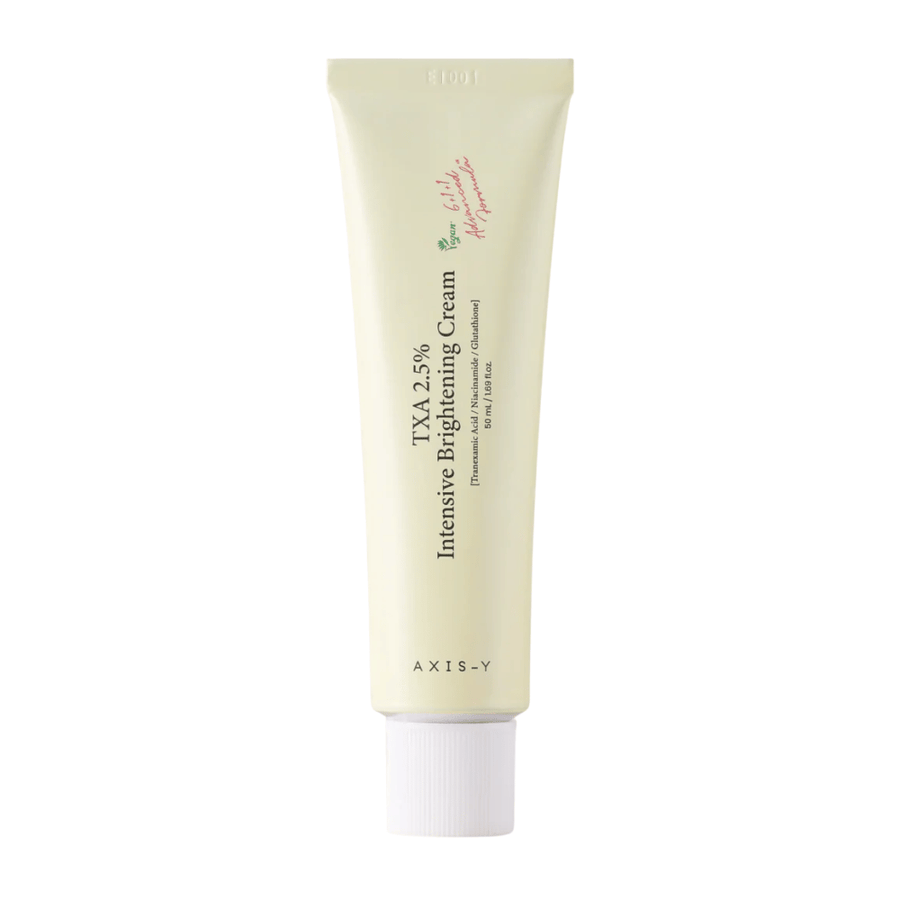 Rent produktbillede af AXIS - Y TXA 2.5% Intensive Brightening Cream i stående format med fokus på det stilrene design og brightening-konceptet.