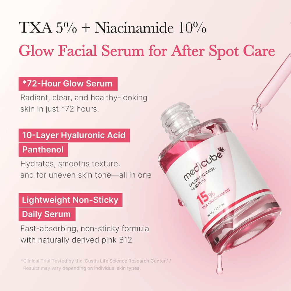 3. Medicube TXA Niacinamide 15 Serum – fugtgivende ansigtsserum med hyaluronsyre og panthenol for en mere jævn hudtone og glød