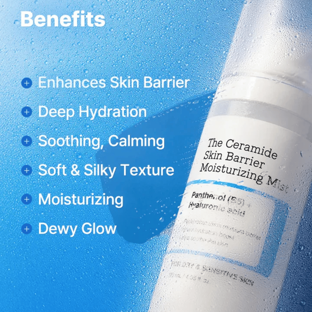 COSRX Ceramide Skin Barrier Mist – giver dyb fugt, beroliger huden og giver en blød, silkeagtig finish.