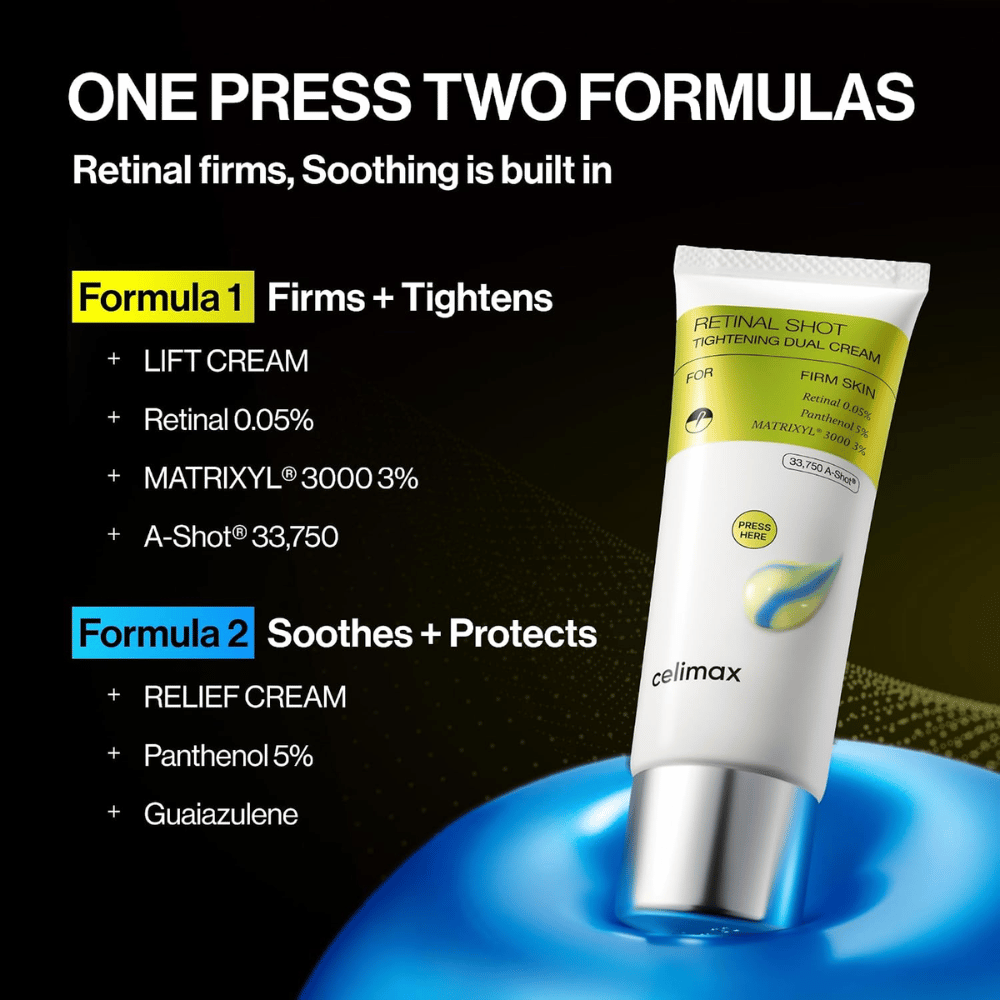 Celimax The Vita-A Retinal Shot Tightening Dual Cream – dobbelt formel til opstramning, fugtgivning og beroligende hudpleje