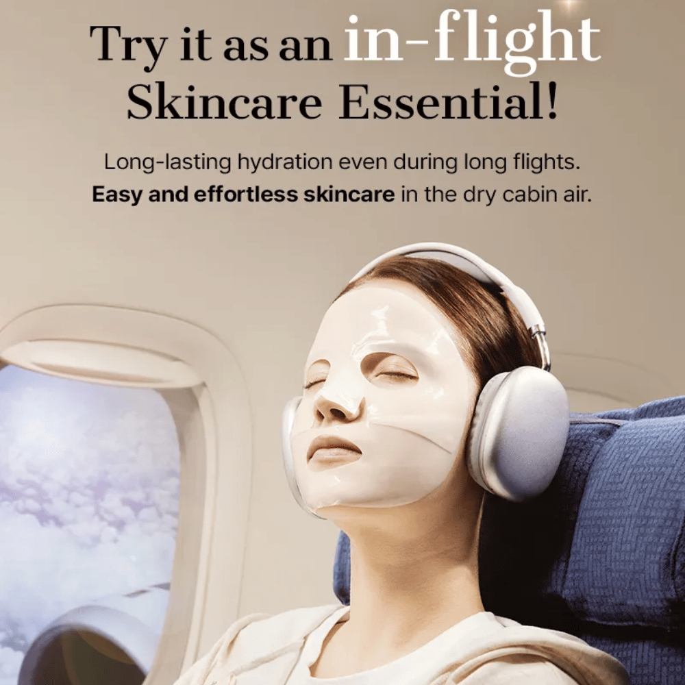 COSRX Alpha-Arbutin Discoloration Care Hydrogel Mask under flyrejse – fugtgivende Sheet mask som modvirker tør hud og giver jævnere hudtone selv i tør kabineluft.