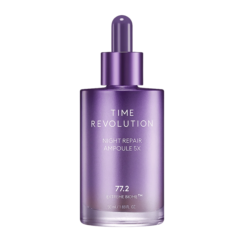 5. MISSHA Time Revolution Night Repair Ampoule 5X 50 ml – koncentreret natampul i lilla glasflaske med pipette