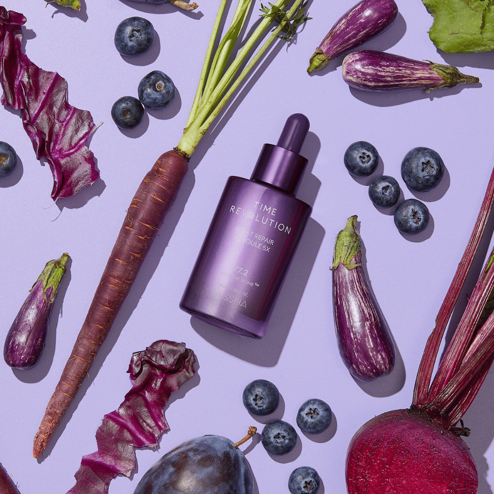 3. MISSHA Time Revolution Night Repair Ampoule 5X – koreansk hudpleje med fermenterede ingredienser og Extreme Biome Complex