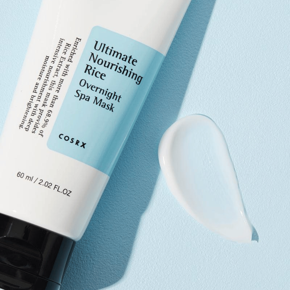 COSRX Rice Overnight Spa Mask cremet tekstur med risekstrakt som giver glød og blød hud natten over