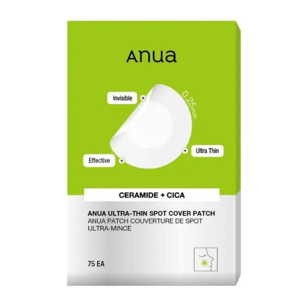Anua Ultra-Thin Spot Cover Patch er en ultratynd og usynlig pletbehandling med ceramider og Cica. Effektiv til at berolige irriteret hud og beskytte mod forurening. Perfekt til diskret brug dag og nat!