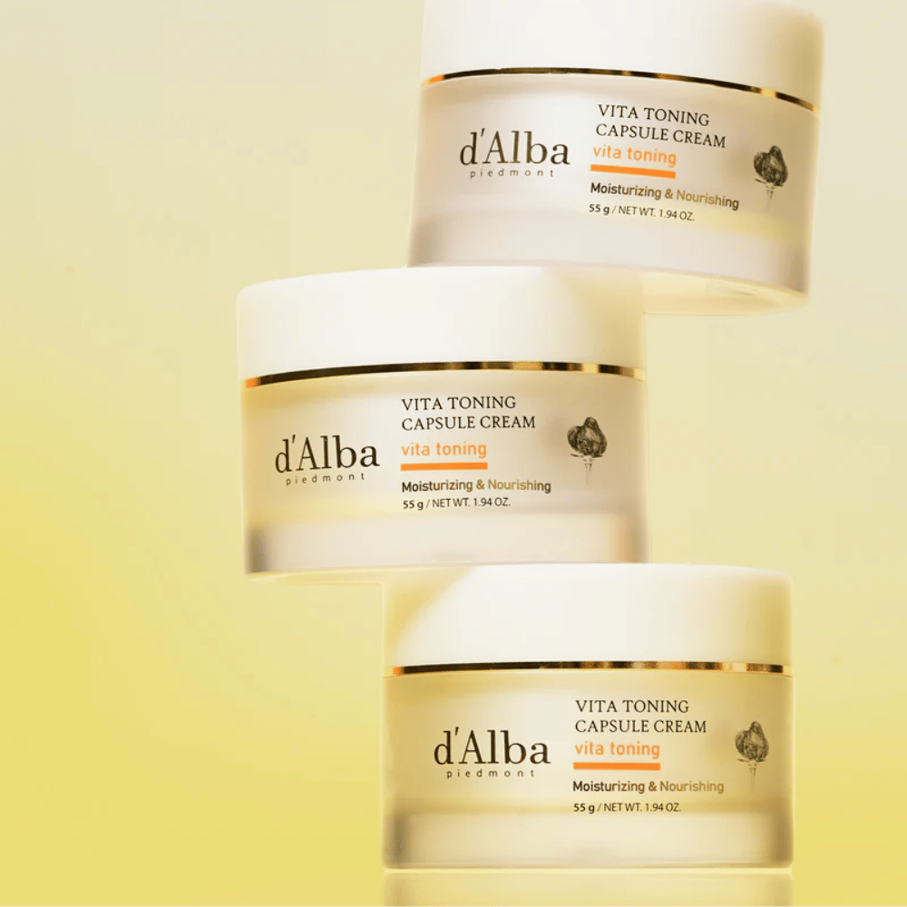 d'Alba Vita Toning Capsule Cream produktbillede – koreansk ansigtscreme med vitaminkapsler, der hjælper med at forbedre hudens glød og elasticitet.