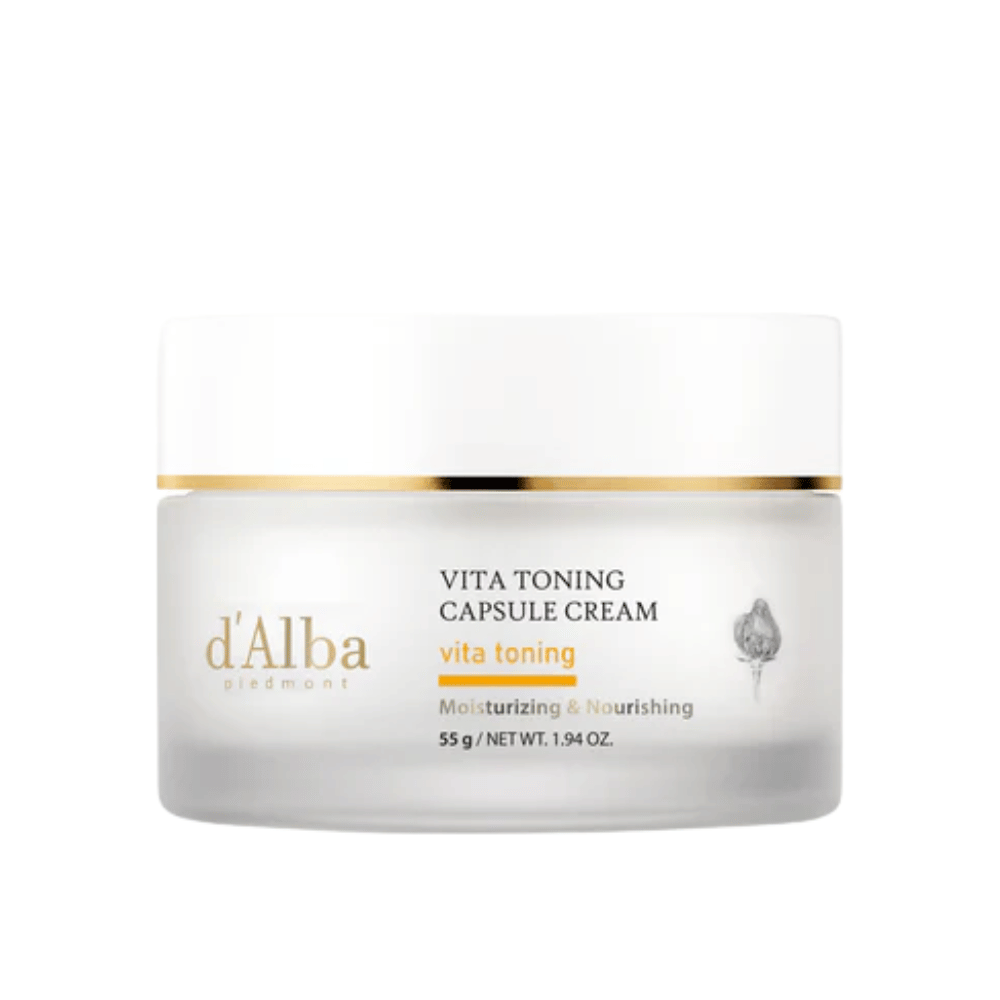 d'Alba Vita Toning Capsule Cream ansigtscreme – koreansk glød-creme med vitaminkapsler, der hjælper med at fugte huden og give en jævnere, mere strålende hudtone.