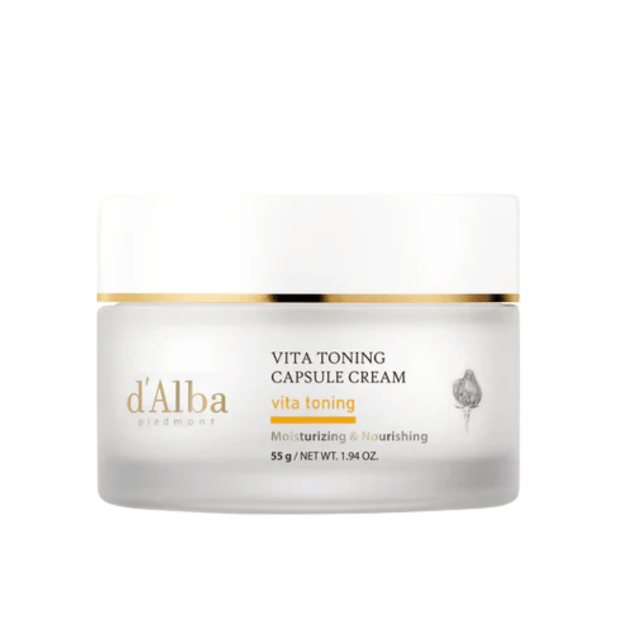 d'Alba Vita Toning Capsule Cream ansigtscreme – koreansk glød-creme med vitaminkapsler, der hjælper med at fugte huden og give en jævnere, mere strålende hudtone.