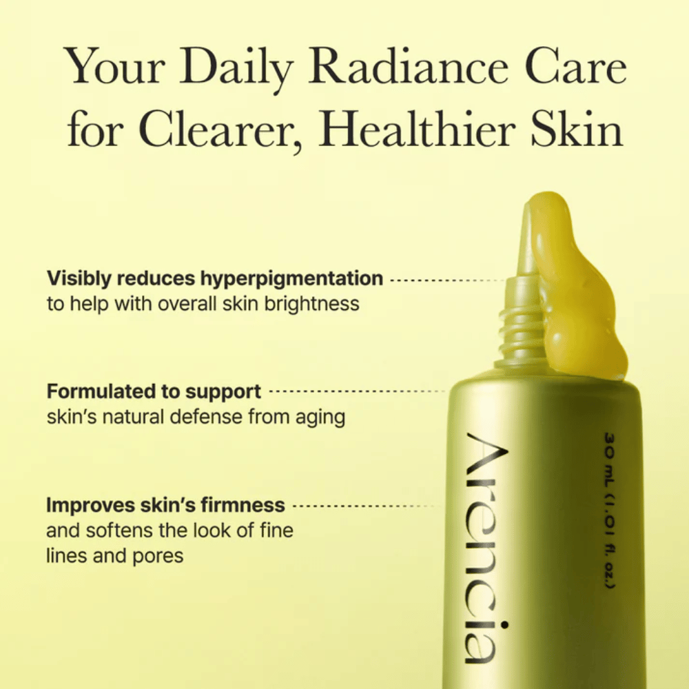 Arencia Vitamin C Booster Shot effektbillede – vitamin C-serum, der reducerer hyperpigmentering, forbedrer hudens fasthed og blødgør fine linjer og porer