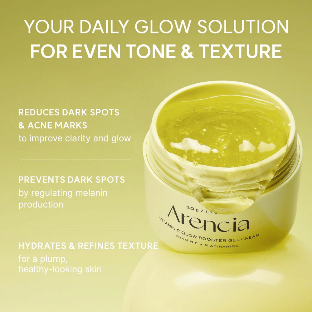 Arencia Vitamin C Glow Booster Gel Cream – gelcreme mod mørke pletter, aknemærker og ujævn hudtone
