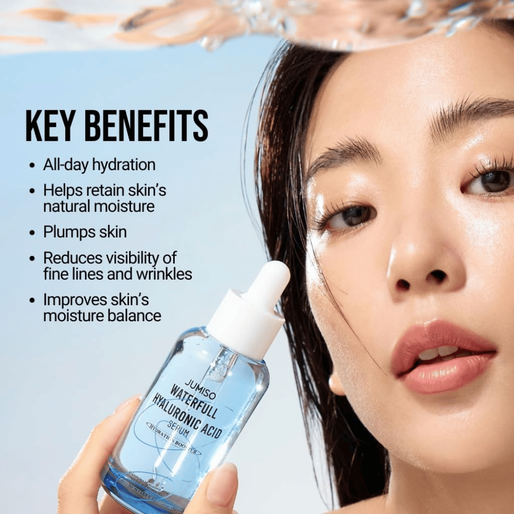 Jumiso Waterfull Hyaluronic Acid Serum 50 ml – intensivt fugtgivende hyaluronsyre serum der plumper huden og reducerer synligheden af fine linjer