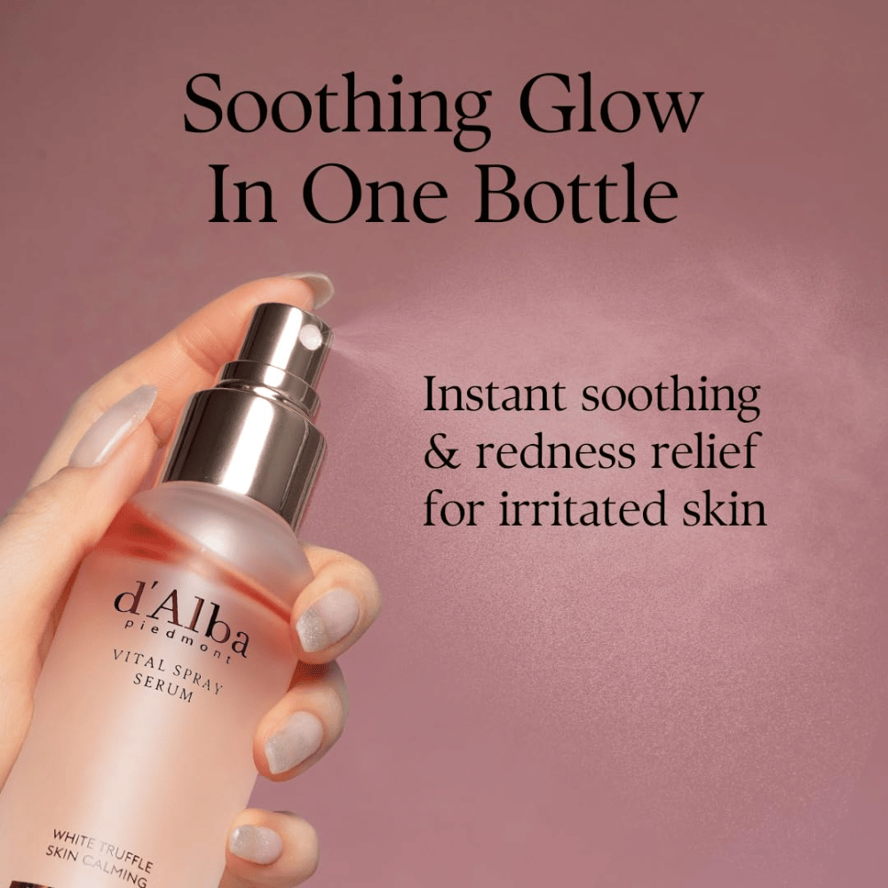 d'Alba White Truffle Vital Spray Serum – fugtgivende ansigtsmist, som beroliger irriteret hud og giver glød