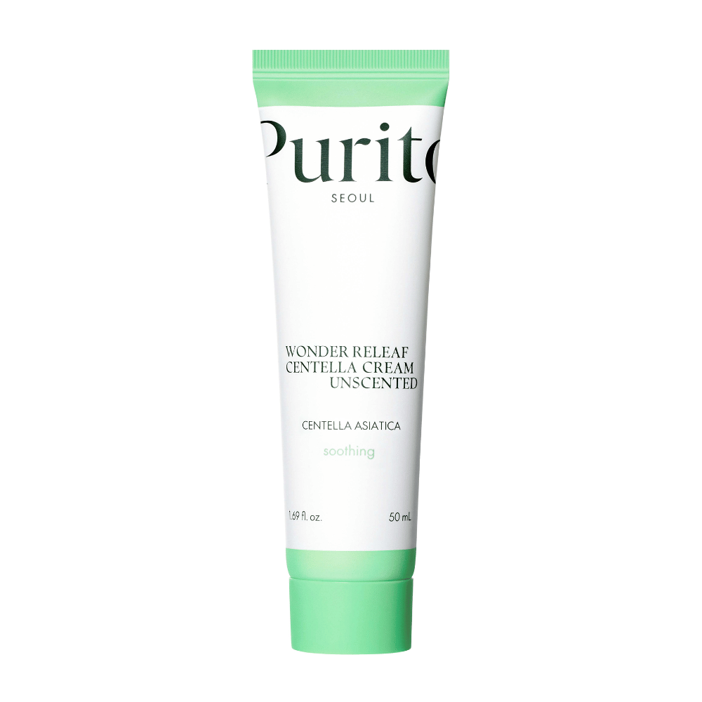 Purito Wonder Releaf Centella Cream Unscented er en fugtgivende og beroligende ansigtscreme med Centella Asiatica-ekstrakt. Den uparfumerede formel styrker hudbarrieren og lindrer irritation, hvilket gør den ideel til følsom hud.