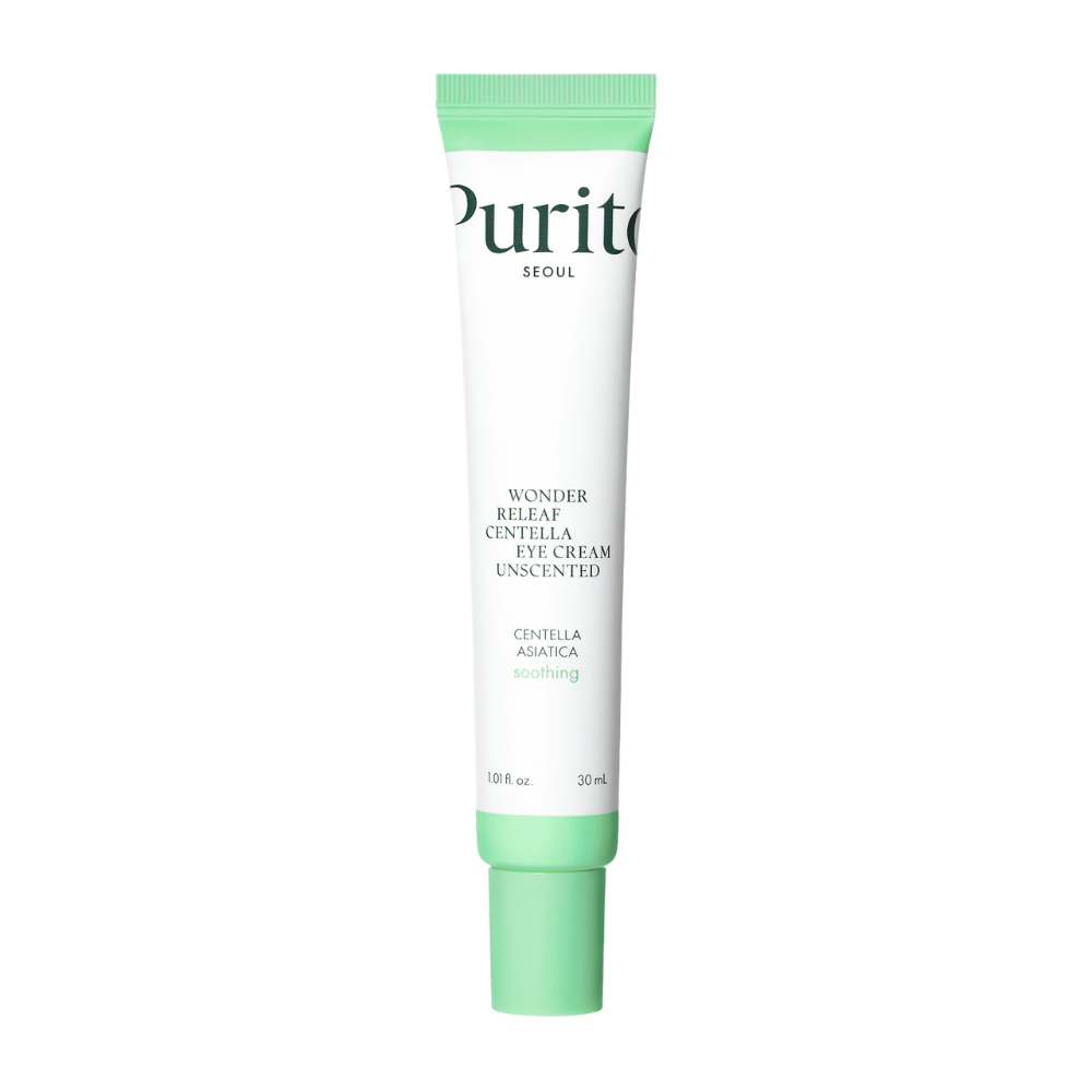Purito Wonder Releaf Centella Eye Cream Unscented er en mild øjencreme beriget med Centella Asiatica-ekstrakt. Den fugter og beroliger den følsomme hud omkring øjnene, samtidig med at den styrker hudens barriere og minimerer fine linjer. Perfekt til følsom hud.