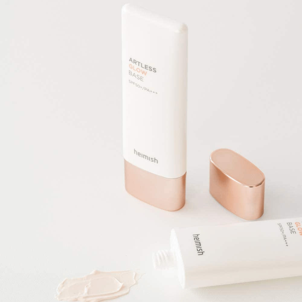 En tube heimish Artless Glow Base SPF 50+ PA+++ 40ml solcreme.