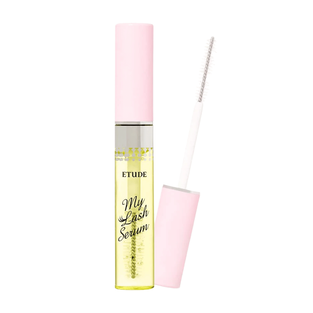 En flaske ETUDE's My Lash Serum 9g med lyserødt låg.