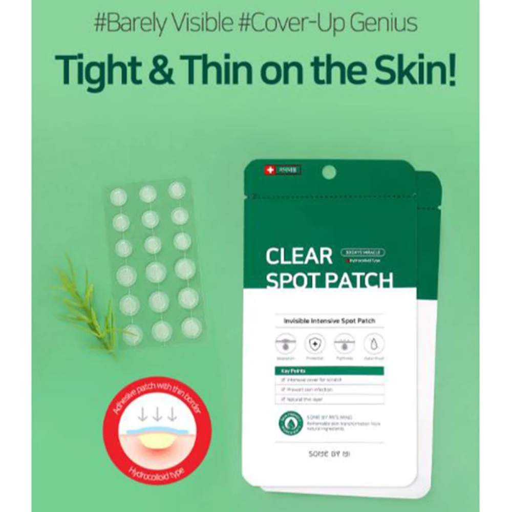 En hvid 30 Days Miracle Clear Spot Patch (18st) på en tydelig baggrund, egnet til håndtering af akne og sårekssudat. Mærke: SOME BY MI